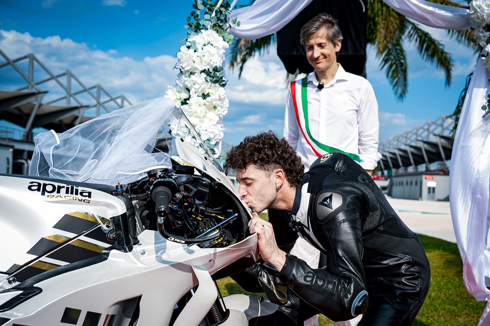 Marco Bezzecchi and Aprilia Racing stage wedding to celebrate renewed contract