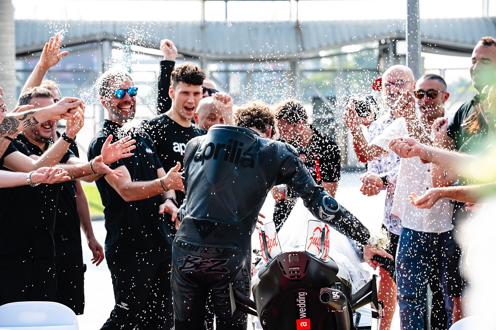 Marco Bezzecchi and Aprilia Racing stage wedding to celebrate renewed contract