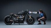 Triumph Originals 2025 Custom winner, Teydi-Deguchi of Shibuya Garage, with the Gaijin custom bike